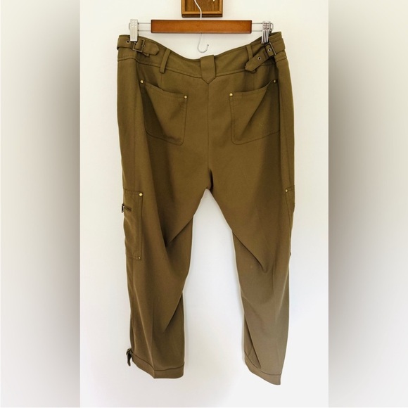 Cache Women Green Cargo Pants 8 Adjustable Waist & Ankle Utility Forest Fairy - Picture 3 of 15